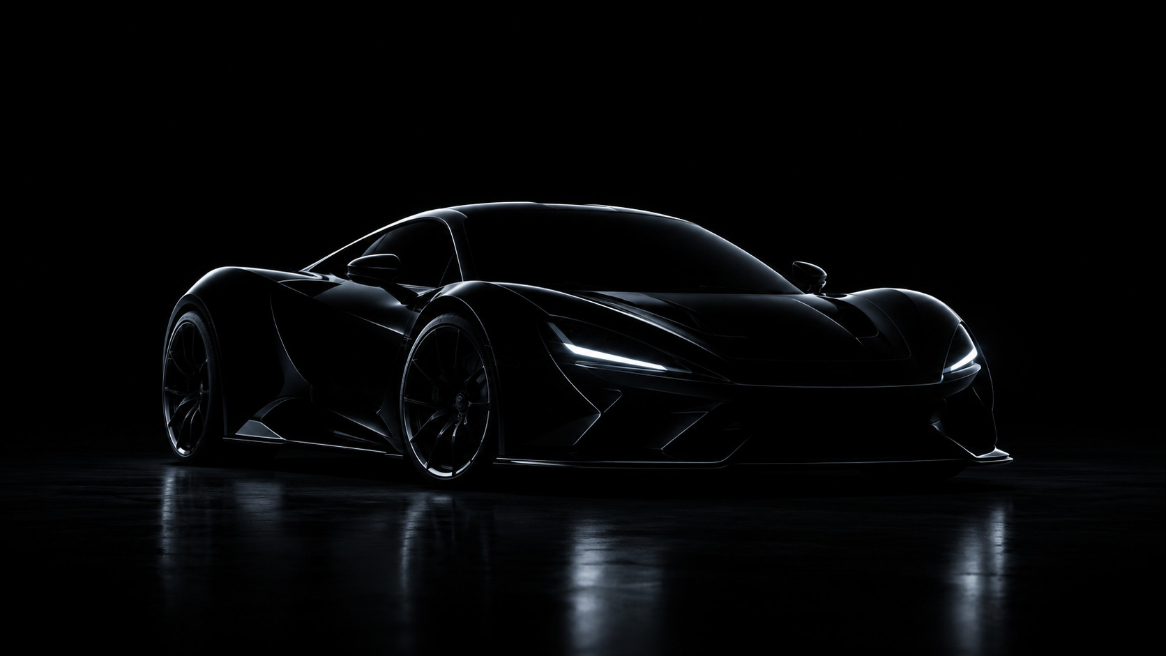A black supercar in low light